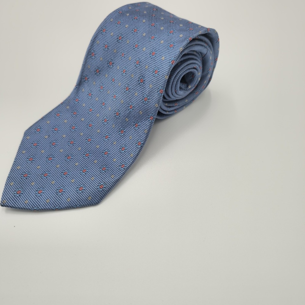 Brooks Brothers Makers Silk Tie Blue Floral Medallion‎